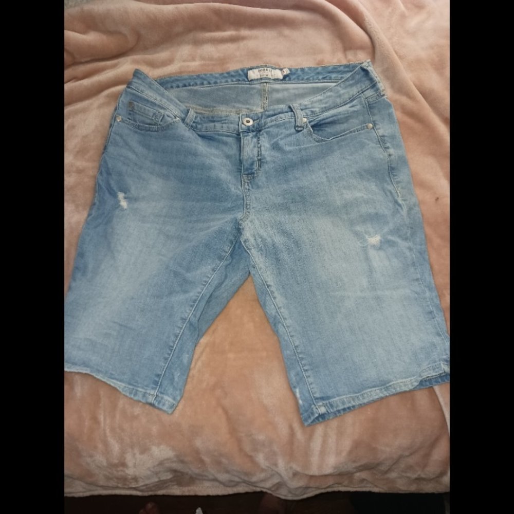 Torrid Plus SIze denim distressed bermuda shorts 14